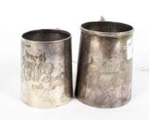 Two 20th century silver single-handled cups.