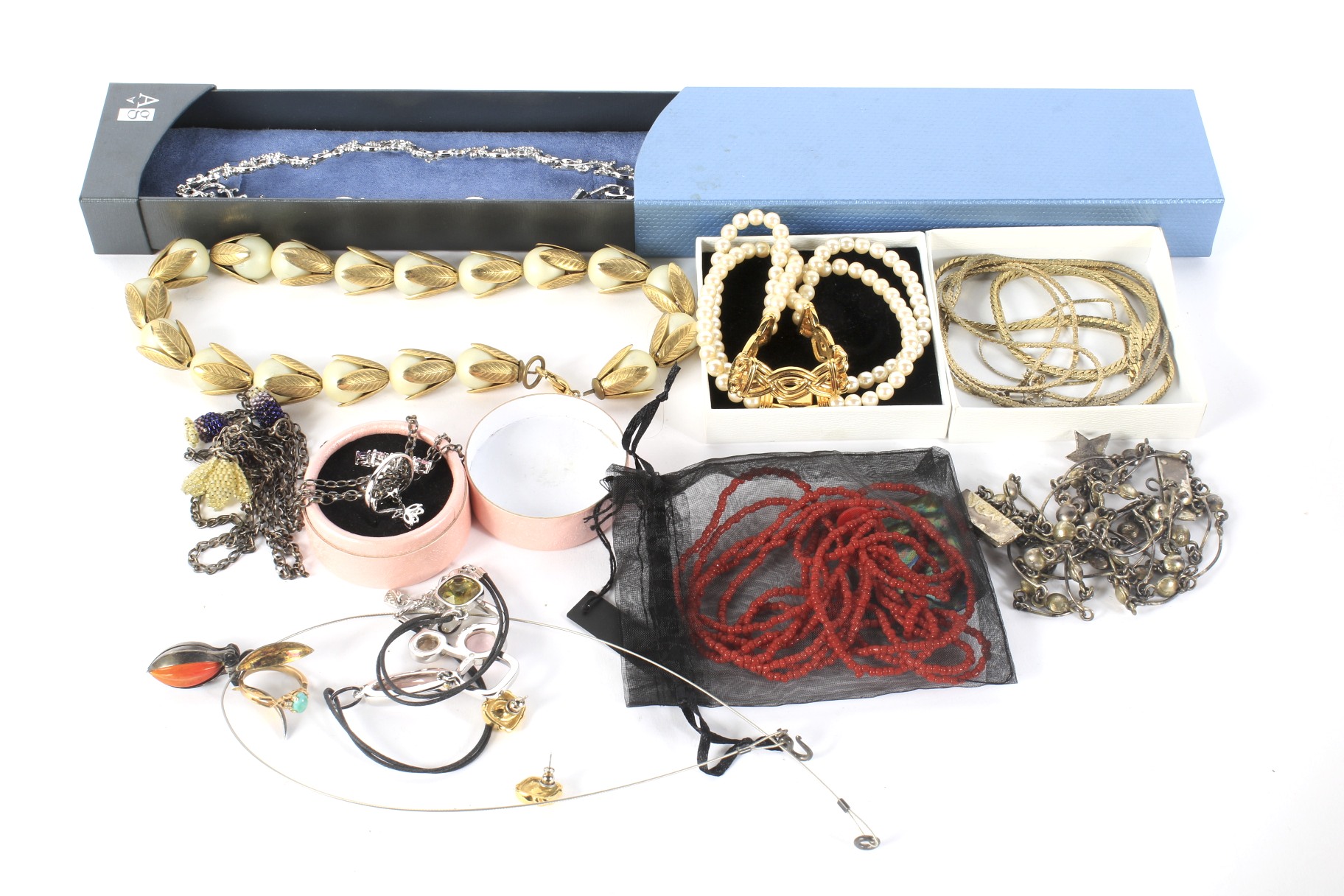 An assortment of costume jewellery.