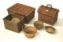 Assorted wicker baskets.