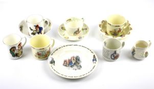An assortment of Peter Rabbit and Bunnykins ceramics.