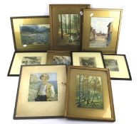 Nine assorted 20th century prints and watercolour pictures.