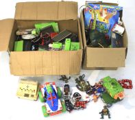 An assortment of children's games and toys.