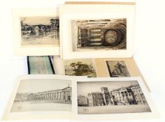 Collection of Victorian engravings and a later Chinese silk embroidery picture.