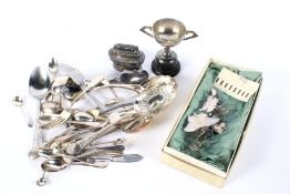 An assortment of 19th century and later silver and silver plate.