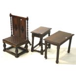 A collection of assorted small oak furniture.
