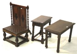 A collection of assorted small oak furniture.