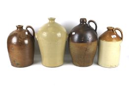Four assorted stoneware flagons. (Two have been used as lamp bases).