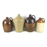 Four assorted stoneware flagons. (Two have been used as lamp bases).