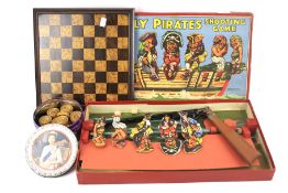 A Spear's Games 'The Jolly Pirates Shooting Game' and a draughts set.