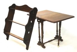 A small Victorian mahogany folding occasional table and an oak wall rack.