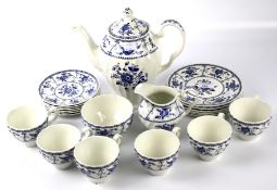 A blue and white china Johnson Bros 'Indies' part coffee set.