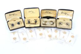 Four pairs of boxed Stratton cufflinks and a quantity of tie pins.