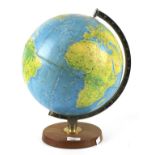 A vintage terrestrial globe, George Philips & Son Ltd, 1969.