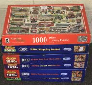 A collection of jigsaw puzzles.