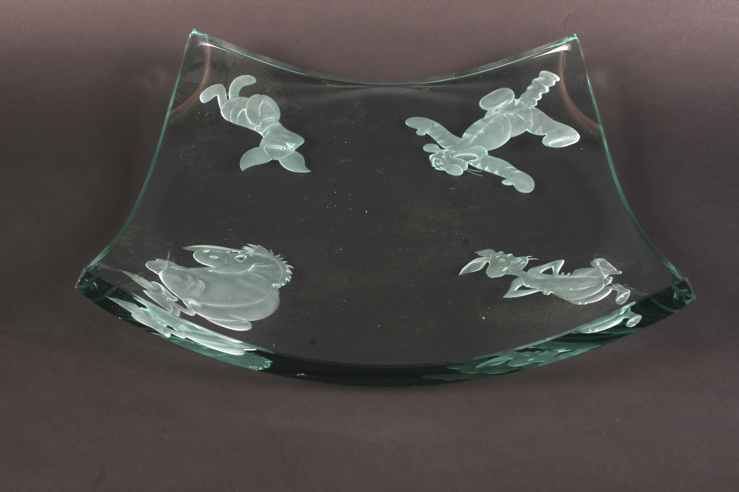 A large Disney Winnie the Pooh limited edition etched glass dish, no 8/100. - Image 2 of 3