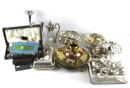 A mixed collection of assorted metal tableware.
