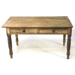 A Victorian pine 'scrub top' kitchen table.