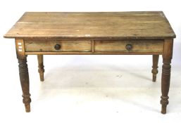 A Victorian pine 'scrub top' kitchen table.