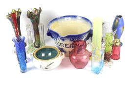 A collection of assorted mixed 19th and 20th century glass and ceramics.