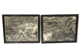 Two framed arial photographs of post-war Bath.