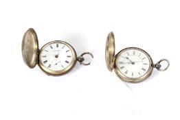 Two silver cased full hunter pocket watches.