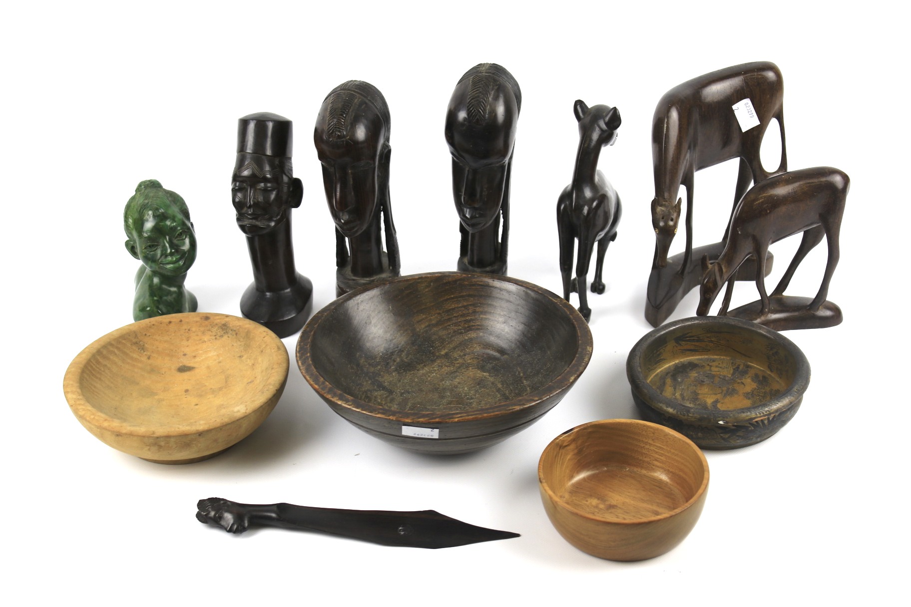 An assortment of contemporary carved treen.