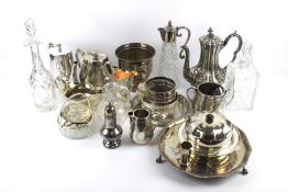 An assortment of 19th century and later glassware and silver plate.