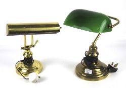 Two brass banker's style desk lamps.