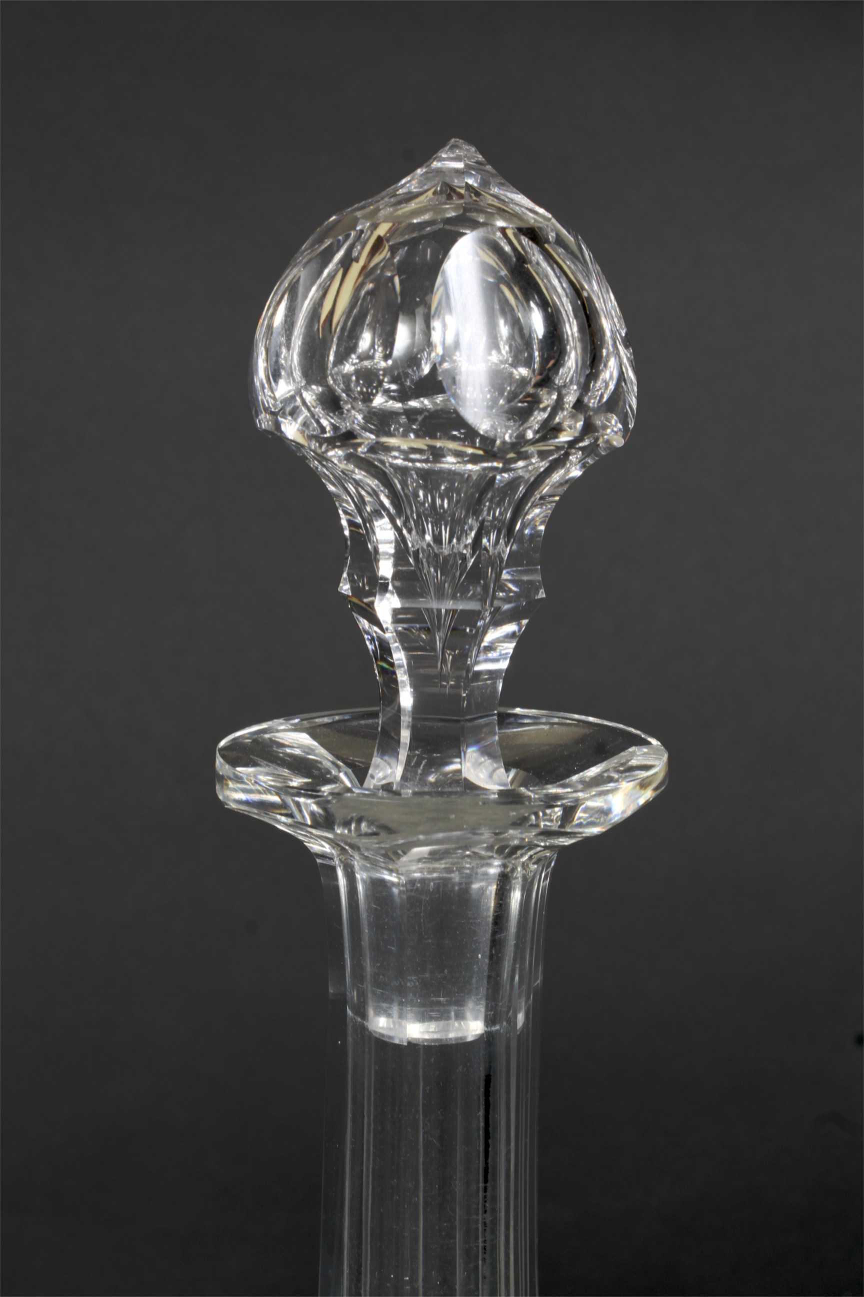 A pair of Victorian cut-glass shaft and globe decanters and stoppers. - Image 2 of 2