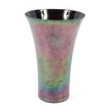 A 20th century Art glass vase of trumpet form. In iridescent petrol finish,