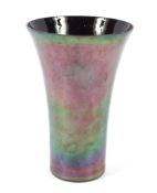 A 20th century Art glass vase of trumpet form. In iridescent petrol finish,