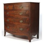 A 19th century mahogany bow fronted chest of drawers.