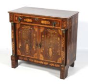 A fine late 19th/early 20th century mahogany and satin wood Sheraton Revival style single drawer
