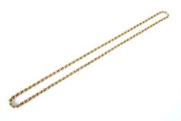 A vintage Italian 9ct gold hollow rope-twist necklace.