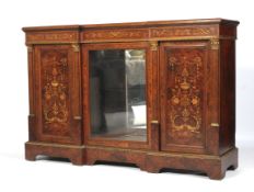 A Victorian gilt-metal mounted marquetry burr walnut credenza.