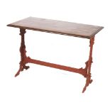 A rectangular mahogany pub table.