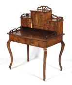 A contemporary 19th century style continental walnut bonheur du jour.