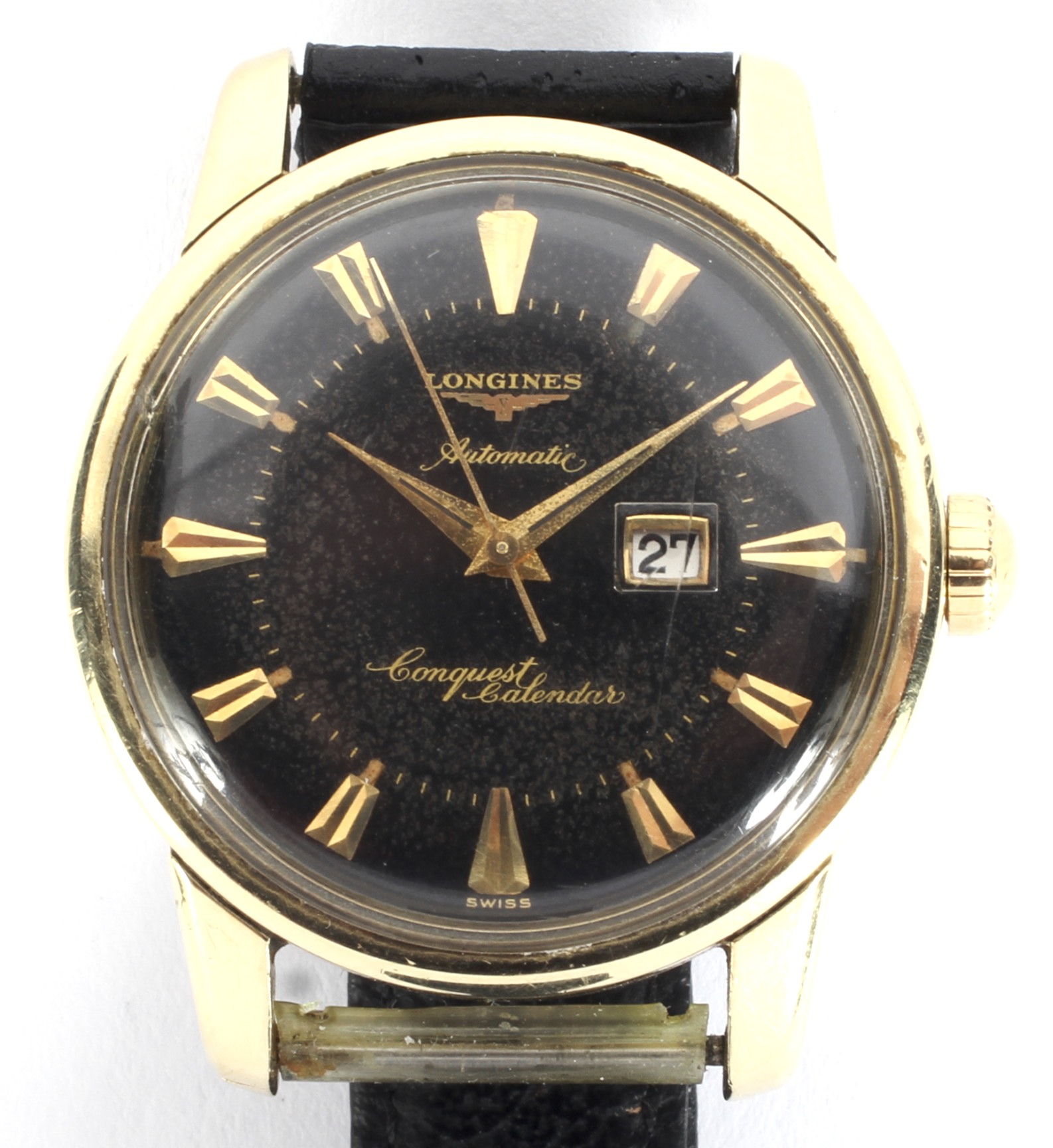 A vintage Longines conquest automatic gents wristwatch.