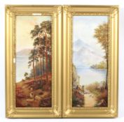 Two gilt framed acrylic paintings on board of highland scenes.