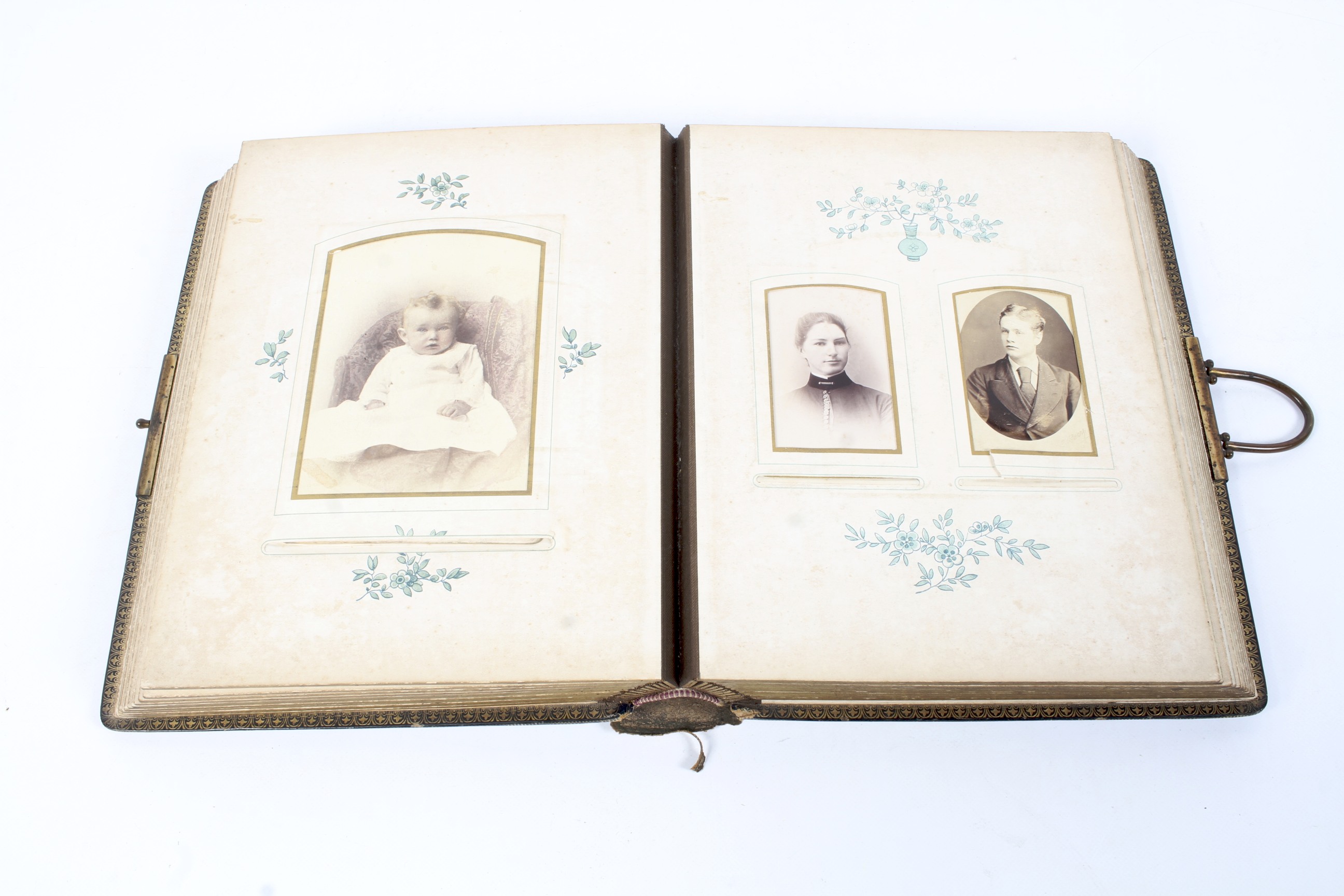 A Victorian leather bound photo album titled Porcelain, Pottery and Portraits. - Image 4 of 6