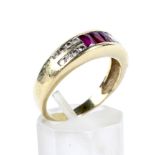 A modern ruby and diamond ring.