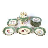 An early 19th century English porcelain green-ground part dessert service.