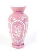 A late 19th century Continental pink cased glass oviform vase.