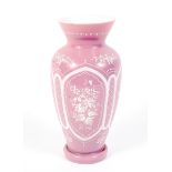 A late 19th century Continental pink cased glass oviform vase.