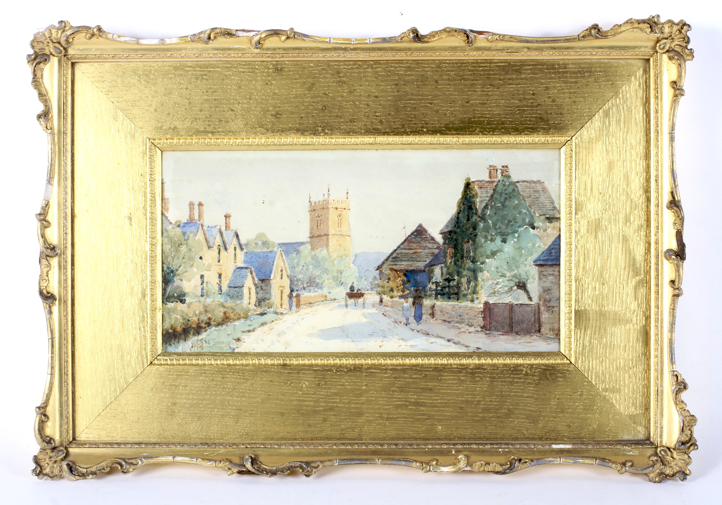 Alfred Oliver Townsend (1846-1917), Coaley, village scene, watercolour on paper. - Image 2 of 2