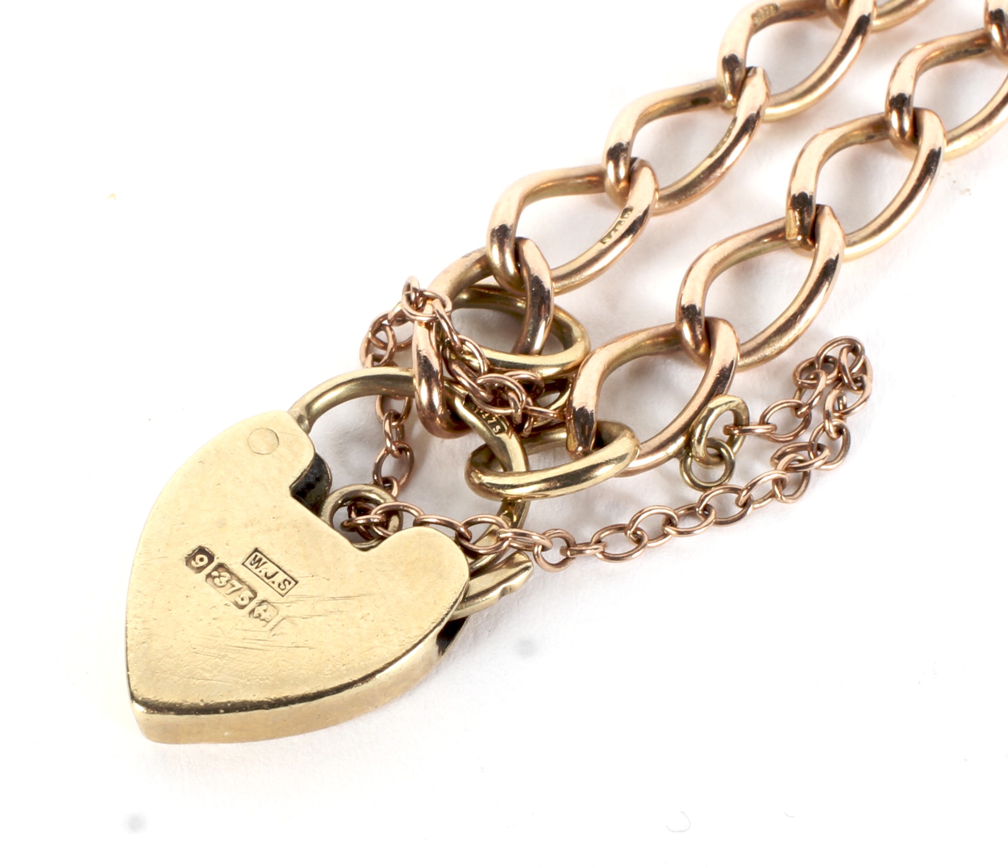 A rose gold curb bracelet on a 9ct yellow gold padlock clasp. - Image 2 of 2