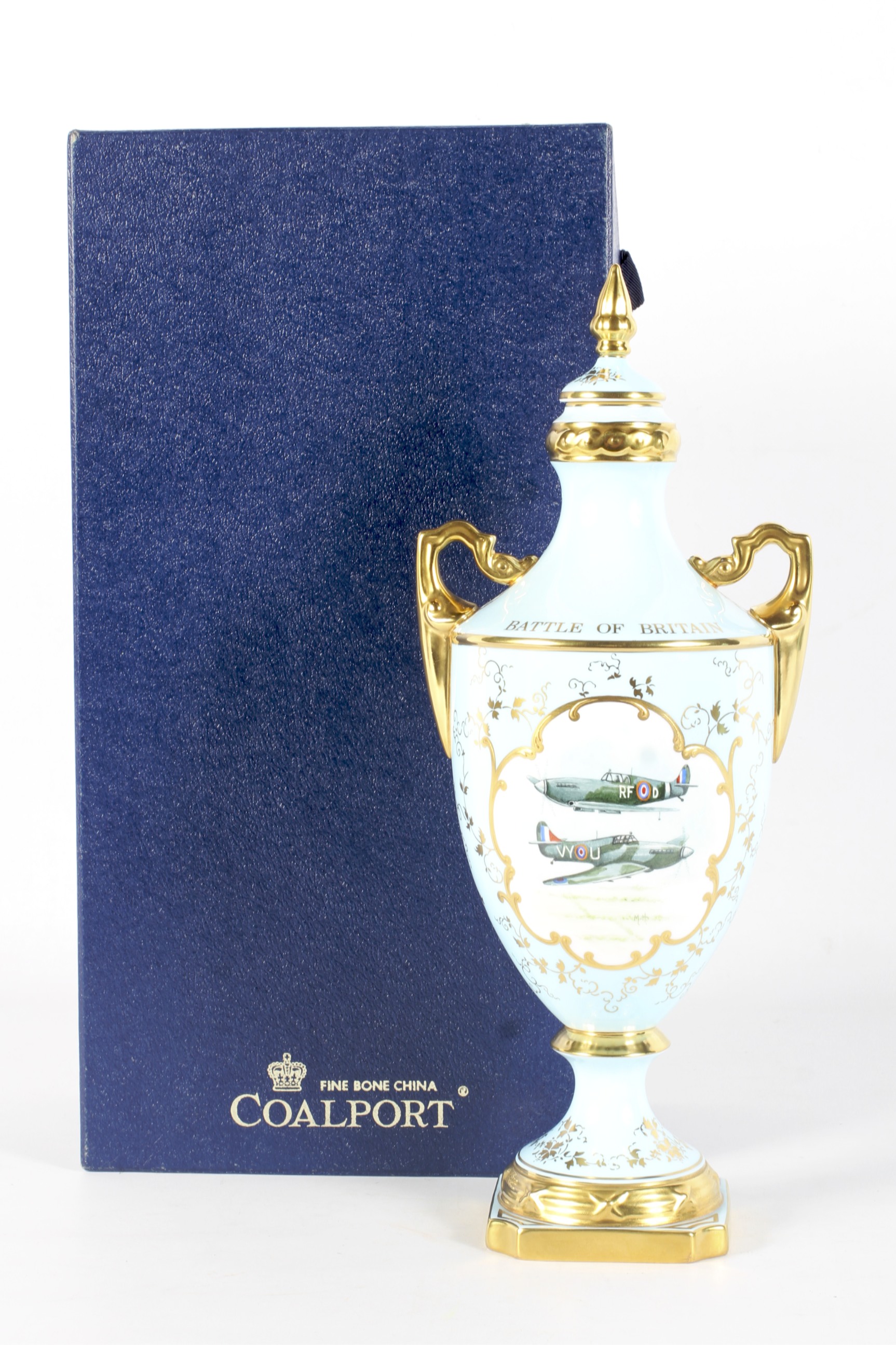 A cased Coalport commemorative limited edition ' Battle of Britain' vase and cover.