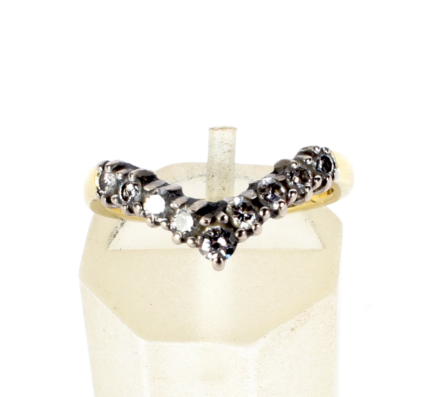 A modern 18ct gold and diamond nine stone wishbone ring. - Image 2 of 8