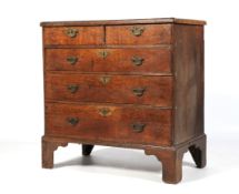 A late 18th century oak chest of drawers.