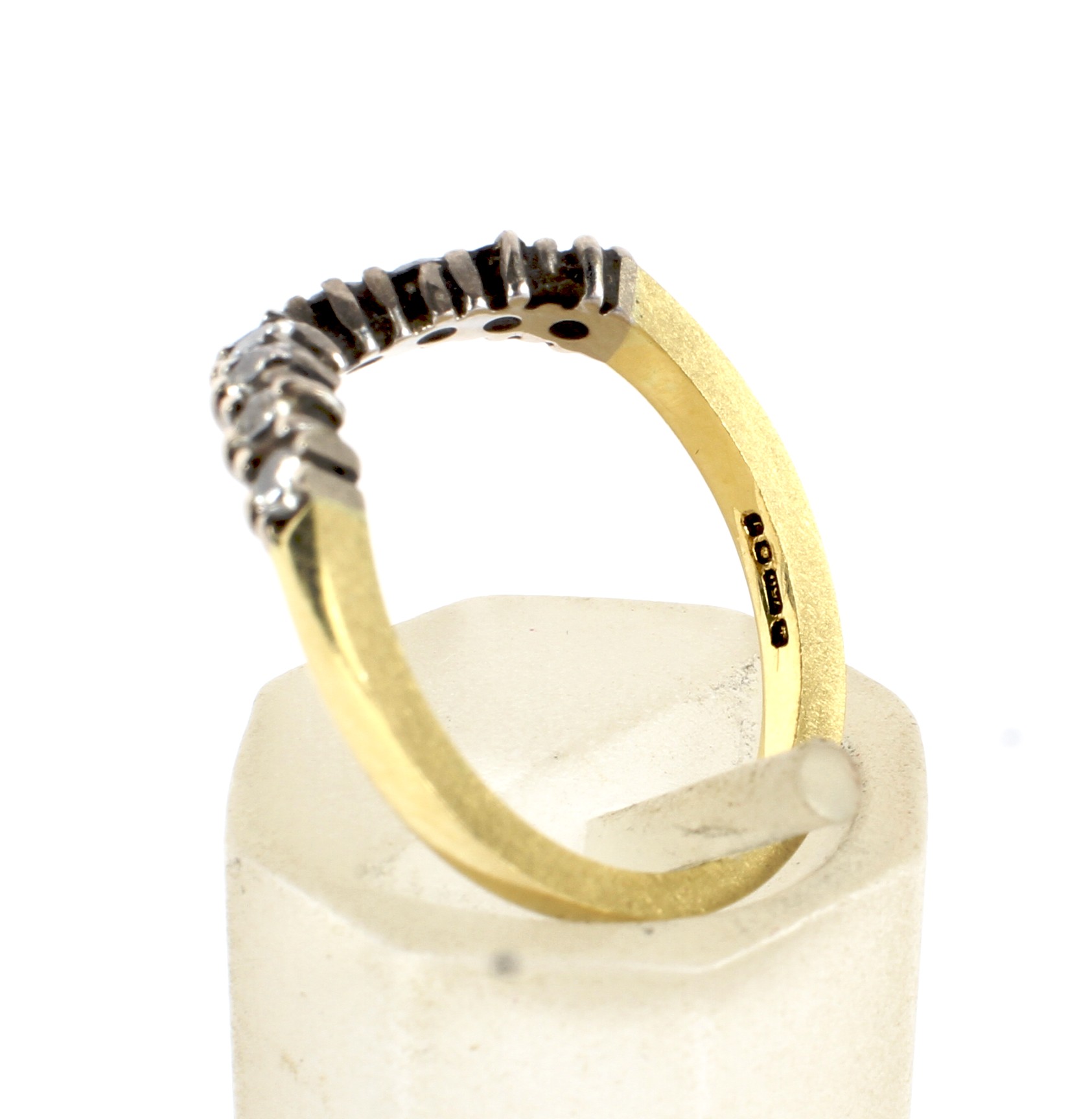 A modern 18ct gold and diamond nine stone wishbone ring. - Image 4 of 8